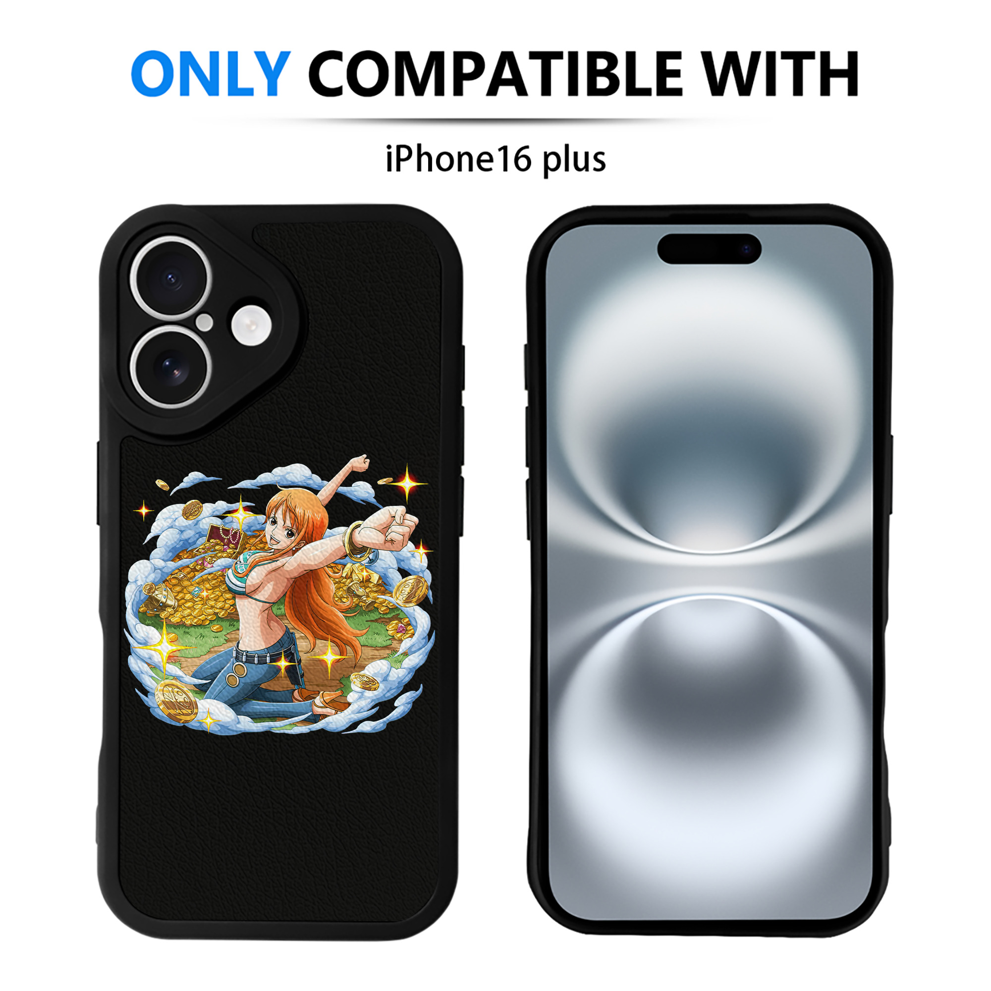 （画像用） ワンピース ナミ ONE PIECE Nami 【iPhone 16シリーズ対応】シリコンスマホケース（レザー調） 材質：シリコン